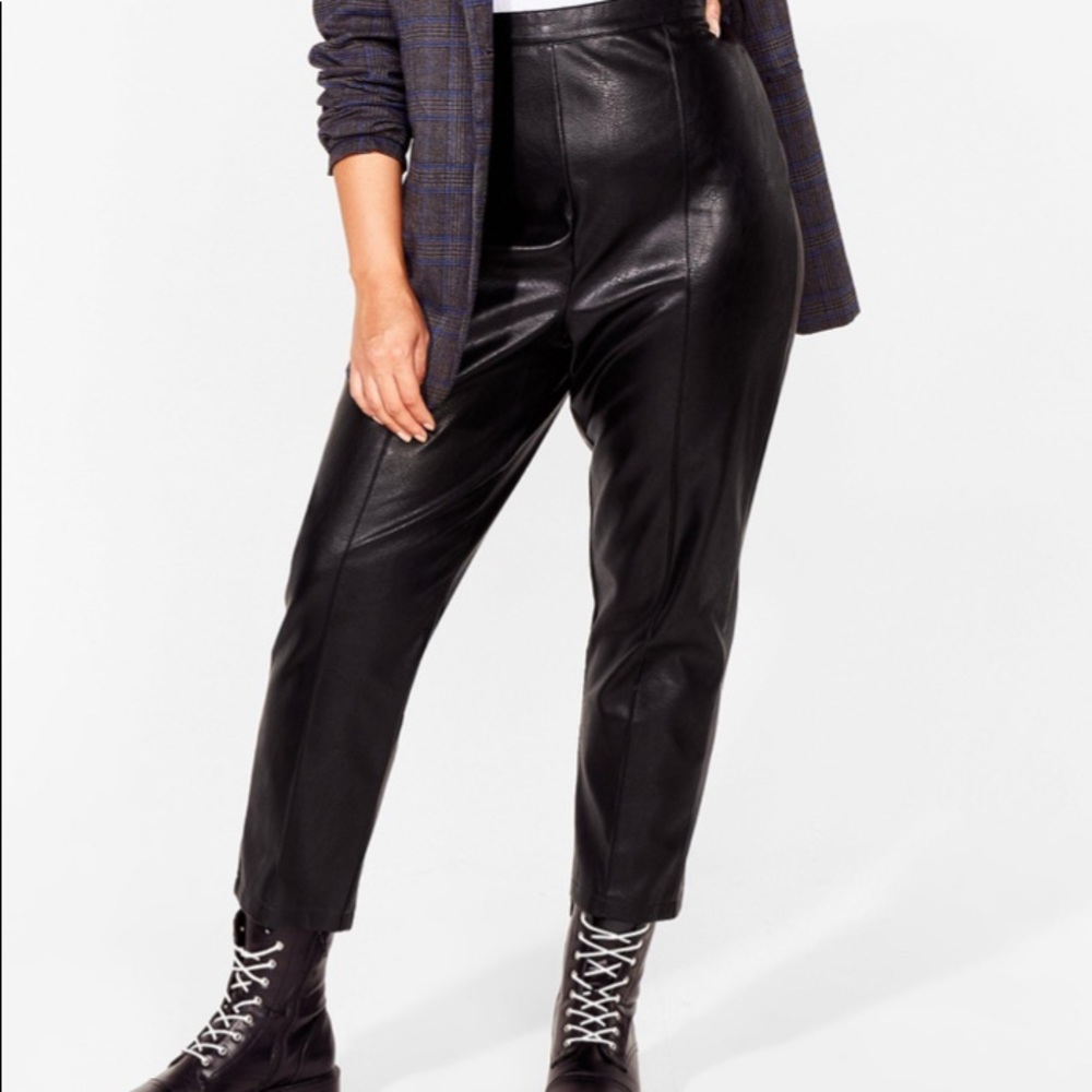 Love Faux Leather Plus Tapered Trousers